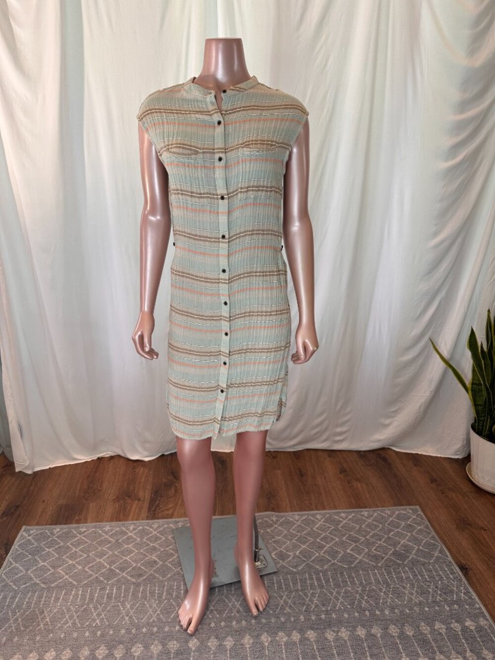 Prana Organic Cotton Shirt Dress | Small | Button Front Casual Coastal | A-1823 - Picture 3 of 15